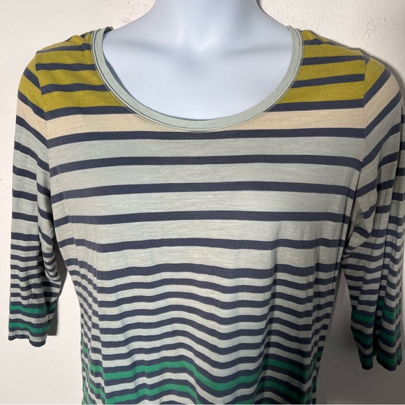 100% Cotton Eddie Bauer Striped 3/4 Sleeve Women’s top in Size Large - Picture 1 of 6